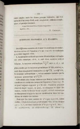 Questions proposées aux examens.