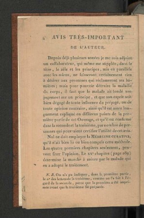 Avis très-important de l'auteur.