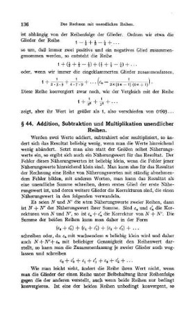 § 44. Addition, Subtraktion und Multiplikation unendlicher Reihen.