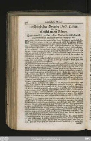 Unschätzbahre Vorrede Doct. Lutheri Uber die Epistel an die Römer.