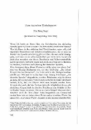 Zum deutschen Verbalsystem