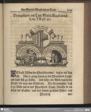 Evangelium am Tage Mariä Magdalenä, Luc. VII. 36 -50.