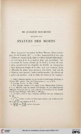 De quelques documents relatifs aux statues des morts