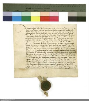 Revers Wolfgang Schotts bezüglich der Belehnung mit zwei Gütern in Breitensee und einer Wiese in Milz durch Hartmann [Burggraf von Kirchberg], Abt von Fulda