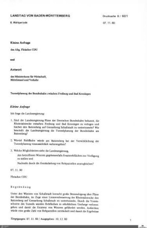 Drucksachen 601-800: Anträge, Anfragen, Gesetzentwürfe