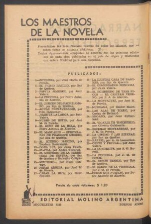 "Los Maestros de la Novela" publicados