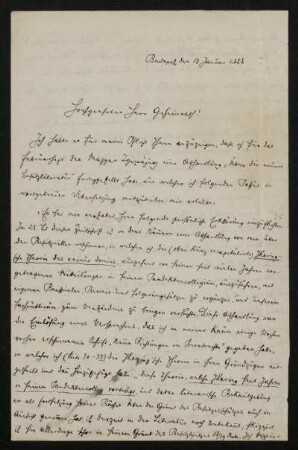 Bl. 25-26: Brief von Gustav Schwarz an Rudolf von Jhering, Budapest, 15.1.1888