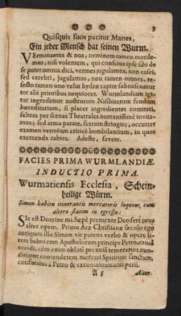 Facies Prima Wurmlandiae. Inductio Prima. Wurmatiensis Ecclesia, Scheinheilige Würm.