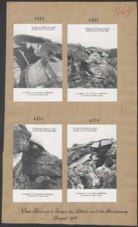 Die verheerende Wirkung eines einzigen deutschen 42 cm Geschosses auf das Panzerfort der Festung Lüttich