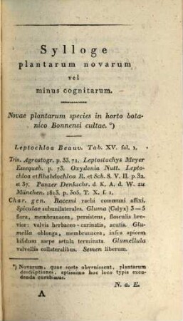 Sylloge plantarum novarum itemque minus cognitarum a praestantissimis botanicis adhuc viventibus collecta. 1, Cum tabula aenea