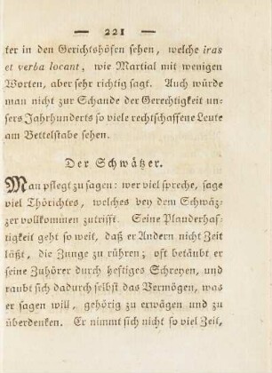 Der Schwätzer.