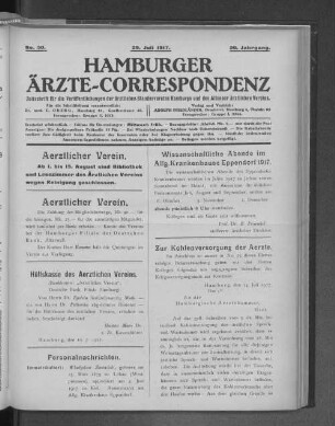 Wissenschaftliche Abende im Allg. Krankenhause Eppendorf 1917.