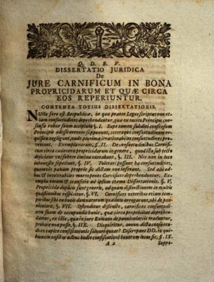 Dissertatio Juridica De Jure Carnificum In Bona Propricidarum Et Quae Circa Eos Reperiuntur