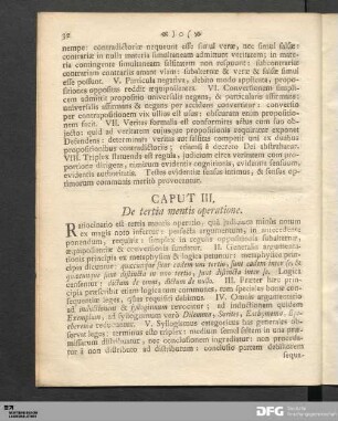 Caput III. De tertia mentis operatione.