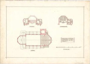 Dolmetsch, Heinrich; Stuttgart; Markuskirche - Projekt II - Heizräume, Konfirmandensaal u. Empore (Grundrisse)