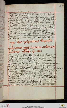 Jn die johannis Baptista [Predigttext, Io 5,35:]