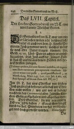 Das LVII. Capitel. Der Leichte Gottesdienst im N.T. eine unerkannte Wolthat Gottes