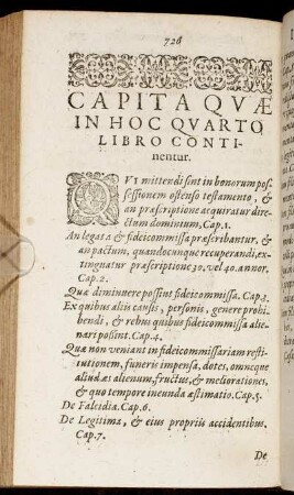 Capita Quæ In Hoc Quarto Libro Continentur.