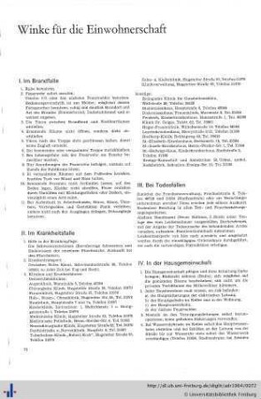 Winke für die Einwohnerschaft, Sehenswertes, Erklärungen der Zeichen und Abkürzungen.