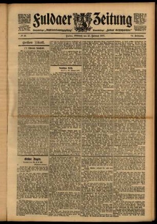 Erste Ausgabe vom Mittwoch, den 27. Februar 1907.
