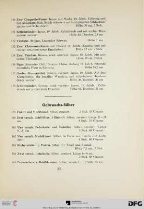 Gebrauchs-Silber (Nr. 159-260)