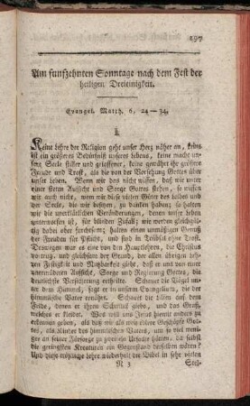 Am funfzehnten Sonntage nach dem Fest der heiligen Dreieinigkeit