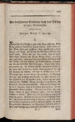 Am funfzehnten Sonntage nach dem Fest der heiligen Dreieinigkeit