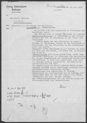 Pfeffingen-Burgfelden mit Margrethausen und Wannental: Inspektionsbericht 1952