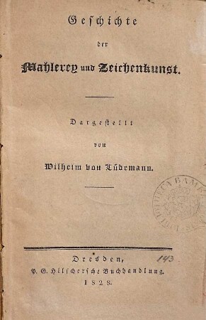 Geschichte der Mahlerey und Zeichenkunst