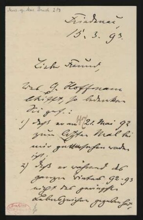 Brief an Philipp Spitta : 15.03.1893