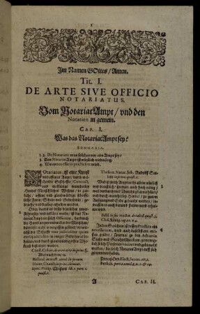 Tit. I. De Arte Sive Officio Notariatus. Vom Notariat Ampt/ und den Notarien in gemein.