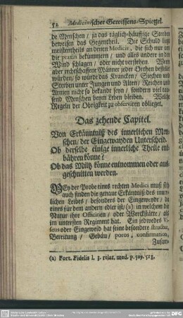 Das zehende Capitel. Von Erkänntniß des innerlichen Menschen, der Eingewayden Unterscheid ...
