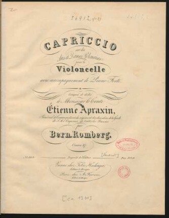 Capriccio sur des airs et danses polonaises : pour le violoncelle avec accompagnement de piano-forte : oeuvre 47