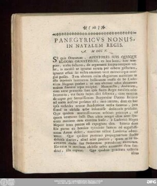 Panegyricus Nonus, In Natalem Regis. A. MDCCV.