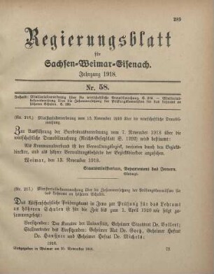 Nr. 216: Ministerialverordnung vom 13. November 1918 über die wirtschaftliche Demobilmachung
