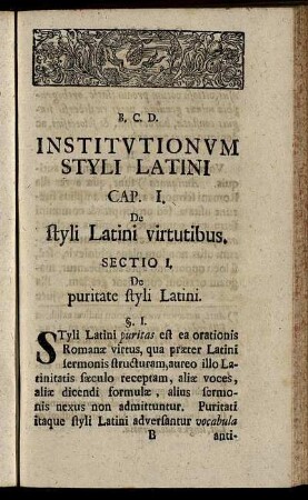Cap. I. De styli Latini virtutibus