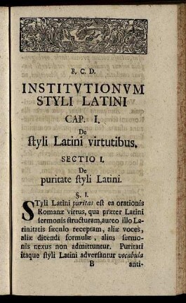Cap. I. De styli Latini virtutibus