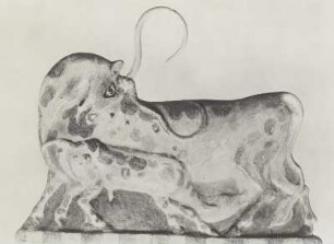 Abguß eines mittelminoischen Fayencereliefs aus Knossos. Kuh mit Kälbchen