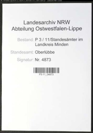 Sterberegister Standesamt Oberlübbe