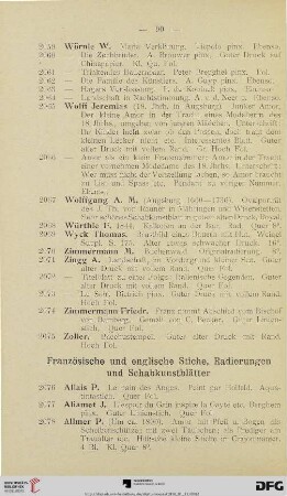 Französische und englische Stiche, Radierungen und Schabkunstblätter (Nr. 2076-2394)