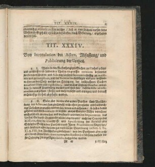Tit. XXXIV. Von Inrotulation der Acten, Abfassung/ und Publicirung der Urtheil.