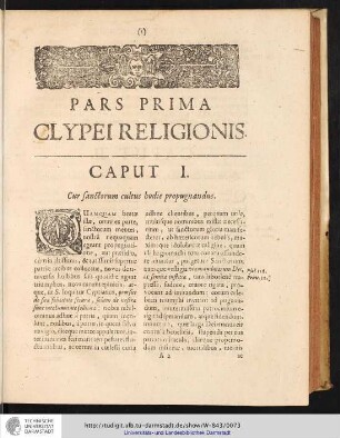 PARS PRIMA CLYPEI RELIGIONIS.