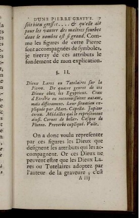 §. II. Dieux Lares ou Tutelaires sur la Pierre. [...]
