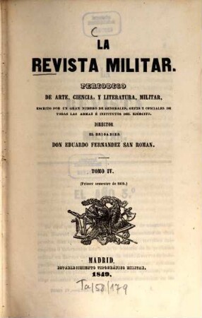 La revista militar : periódico de arte, ciencia y literatura militar, 4. 1849