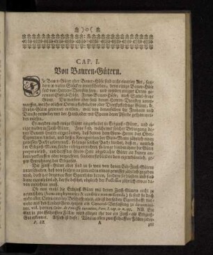 Cap. I. Von Bauren-Gütern.