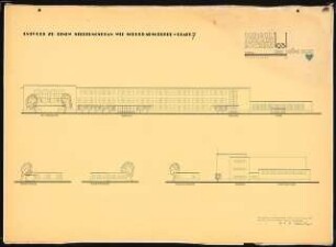 Siedlungsplan mit Schulhausgruppe Schinkelwettbewerb 1931: Schulkomplex: Ansichten 1:200