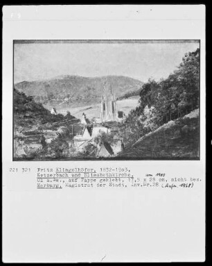 Stadtansicht von Marburg mit Blick auf die Ketzerbach und die Elisabethkirche