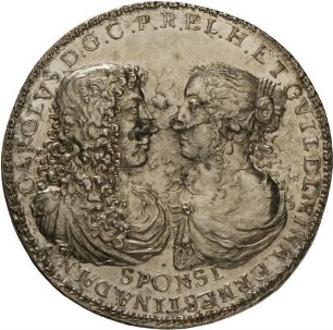 Medaille auf die Vermählung des Kurfürsten Karl mit Wilhelmine Ernestine von Dänemark, 1671