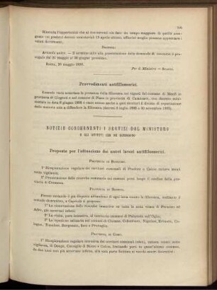 Notizie Concernenti i servizi del Ministero e gli Istituti che ne dipendono.