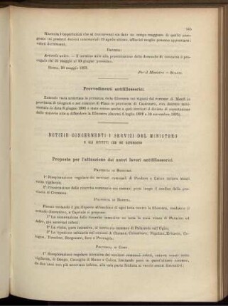 Notizie Concernenti i servizi del Ministero e gli Istituti che ne dipendono.